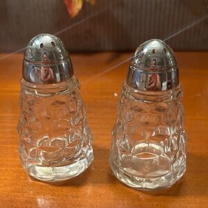 Fostoria Salt & Pepper Shakers with Metal Lids